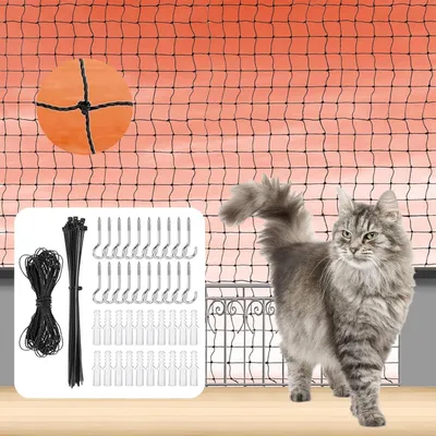 Productafbeelding van Kattennet 8 x 3 m, extra versterkt, zwart, voor balkon