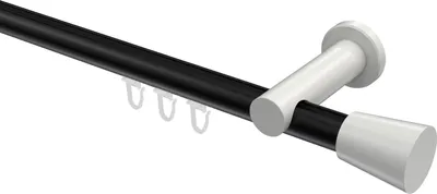 Produktbild von Interdeco Innenlaufstange / Gardinenstange mit Innenlauf Schwarz / Weiß, Typ Platon Sitra (Konus), 20 mm Ø 1-läufig, 440 cm