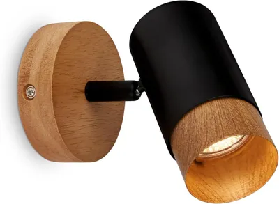 Obrázek produktu pro Reflektor, černý, se dřevem, bez 1xGU10/max.9W