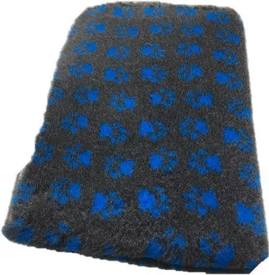 Produktbild von Vet Bed Hundebett Hundedecke anthrazit mit blauen Pfoten 150 x 100 cm