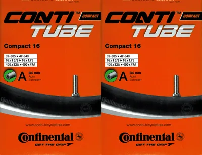 Produktbild von 2x Continental Compact 16 Schlauch 16 Zoll AV (32/47-305/349) AV 34mm