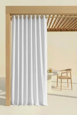 Zdjęcie produktu dla Zasłona tarasowa GAIA 140x220 cm biała wodoodporna na przelotkach, Obraz wygenerowany przez AI