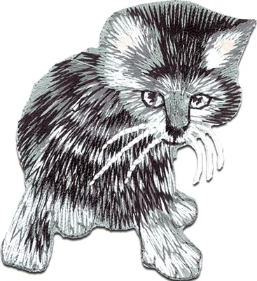 Produktbild von Katze Tier - Aufnäher, Bügelbild, Aufbügler, Applikationen, Patches, Flicken, Zum Aufbügeln, Größe: 6,4 x 4,7 cm
