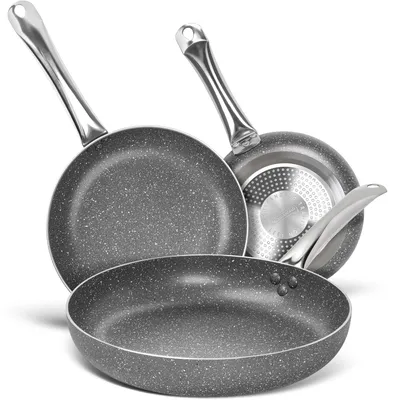 Produktbild von MICHELANGELO 3-teiliges Pfannen-Set, 1,4 l, Granit-Antihaftbeschichtung