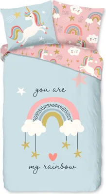 Produktbild von Guten Morgen KinderBettbezug "Einhörner und Regenbögen" - multi - (140x200/220 cm) - Baumwolle