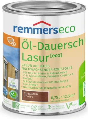 Produktbild von Remmers Öl-Dauerschutz-Lasur [eco] nussbaum (RC-660) 0,75 l, Holzlasur aussen