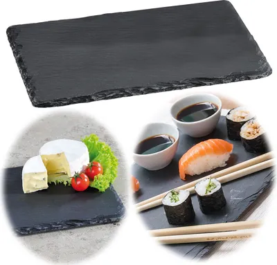 Produktbild von LS-LebenStil Schieferplatte 30x20cm Servierplatte Schieferteller Tischset Tafelplatte Sushi Teller Servierteller Servierplatte Platte Torten Platzset