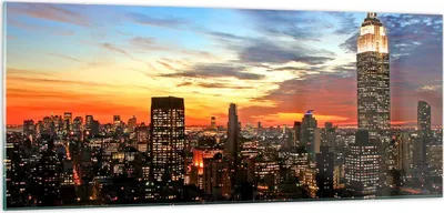 Produktbild von Bilder auf glas - Amerika gebäude sonnenuntergang wolkenkratzer - 100x40cm - Glasbilder - Wandbilder - Kunstdruck - Wanddekoration aus Glas - Glas Bilder - Wandbild auf Glas - GAB100x40-2125