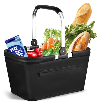 Immagine prodotto di Cesto pieghevole Chumix da 25 litri, ideale per la spesa, i viaggi e il campeggio (nero)