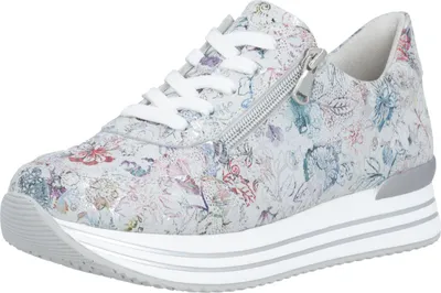 Produktbild von Remonte Damen Leder Sneaker mit seitlichem Reißverschluss, Wechselfußbett und Plateau-Sohle
