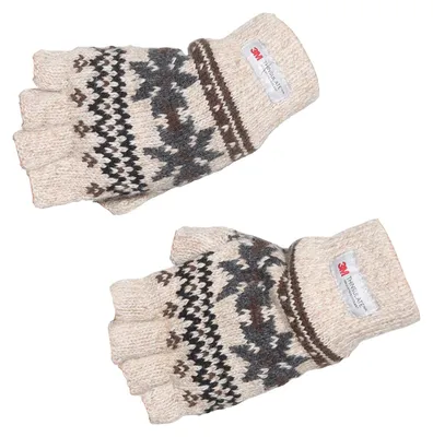 Produktbild von Claus Modes Halbfinger Handschuh Damen Norweger Muster, Braun/Beige, S/M