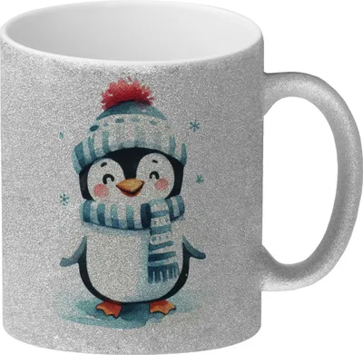 Produktbild von lustiger Pinguin Glitzer-Kaffeebecher