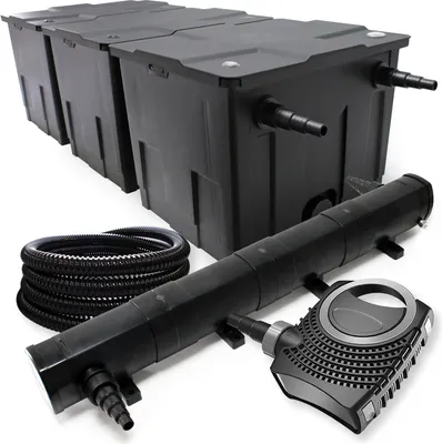 Produktbild von Kompletny zestaw Wiltec: filtr do oczka wodnego CBF-350C do 90000 l jako filtr przepływowy, pompa do oczka wodnego NEO10000 SuperECO 10000 l/h 80 W, odstojnik do oczka wodnego CUV-272 z odstojnikiem UVC 72 W, wąż do oczka wodnego 25 m 25 mm
