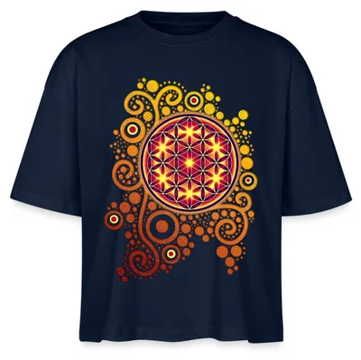 Produktbild von Spreadshirt Blume des Lebens Boxy Shirt Damen, XS, Navy