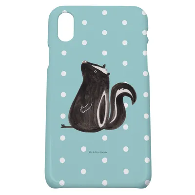 Produktbild von Mr. & Mrs. Panda Iphone 10 Handyhülle Stinktier Sitzen - Türkis Pastell - Geschenk, Wildtier, Hülle, Besserwisser, Spruch, Handy, X, Cover, Raubtier, Büro