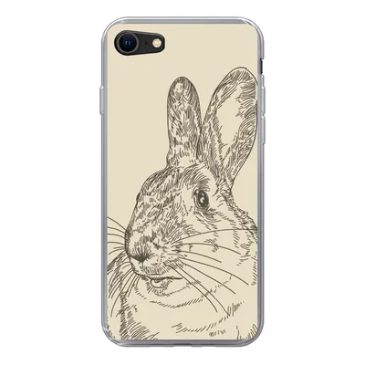 Produktbild von MuchoWow® Handyhülle Schutzhülle Hülle für iPhone 8 Vintage-Illustration eines Kaninchens Silikon Softcase Handy Hülle - Schutzhaube