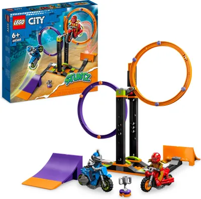Produktbild von LEGO 60360 City Stuntz Kreisende Reifen-Challenge, 1 oder 2 Spieler Wettbewerbe mit selbstfahrendem Motorrad Spielzeug für Kinder, Jungen & Mädchen ab 6 Jahren, lustige Geschenkidee