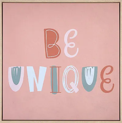 Produktbild von BELIANI Leinwandbild Rosa Stoff Canvas MDF-Platte 63x63cm Quadratisch mit Schattenfugenrahmen Beschriftet Schriftzug Modern Wohnzimmer Schlafzimmer