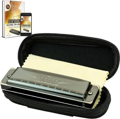 Productafbeelding van Famanu mondharmonica in C-majeur, met zachte tas en reinigingsdoek - Gratis e-book