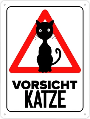 Produktbild von Vorsicht Katze Metallschild XL in 21x28 cm mit Katzen Silhouette