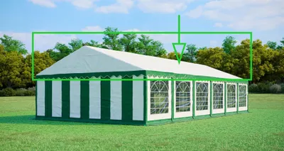 Obrázek produktu pro Náhradní střešní plachta pro párty stan 6x12 m – PVC 500 g/m², boční výška 2 m, bez konstrukce - Červeno-bílá
