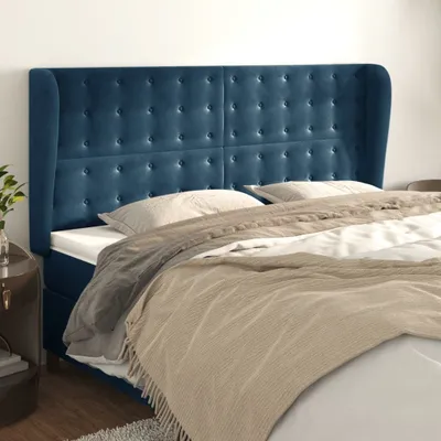 Produktbild von Hochwertig Kopfteil mit Ohren Dunkelblau 203x23x118/128 cm Samt 3118460