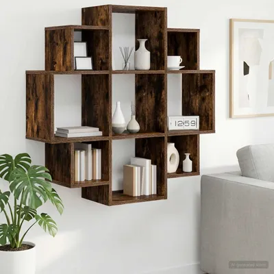 Zdjęcie produktu dla Maison Exclusive - Półka ścienna z płyty wiórowej, imitująca drewno dębowe, wymiary: 90 x 25 x 90 cm