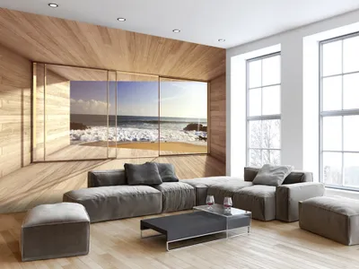 Produktbild von Vlies Fototapete 400x280 cm Tapeten Wandtapete XXL MEER LANDSCHAFT FENSTER c-A-0084-a-d