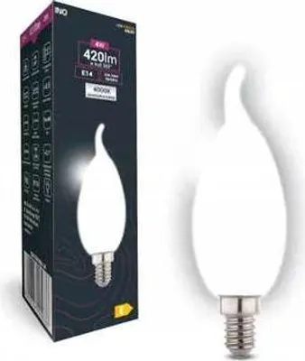 Image de Ampoule LED C37, forme flamme, finition mate, culot E14, 4 W, 4000 K