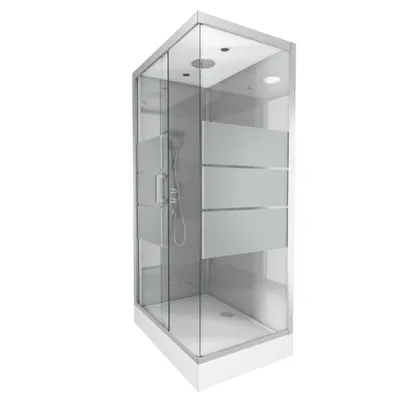 Immagine prodotto di Doccia completa MARWELL Doccia completa Grey River 2 Rettangolo 80 x 110 x 215 cm - Set completo incl. piatto doccia e miscelatore - Doccia angolare con ingresso frontale - Cabina doccia con profili in alluminio di alta qualità