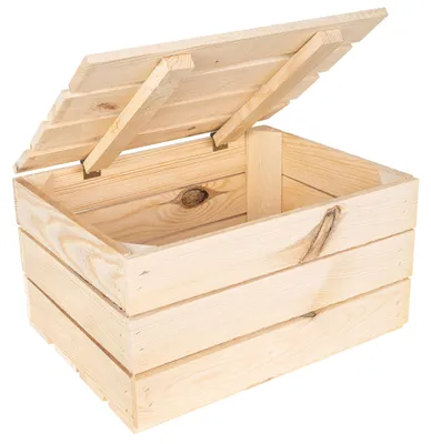 Productafbeelding van Creative Deco Natuurlijke Houten Doos met Groot Deksel, 40 x 30 x 22 cm