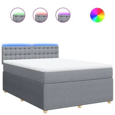 Produktbild von Boxspringbett mit Matratze Hellgrau 140x200 cm Stoff