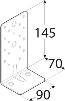 Produktbild von 10x Schwerlast-Winkelverbinder mit Sicke 145 x 70 x 90 mm verzinkt