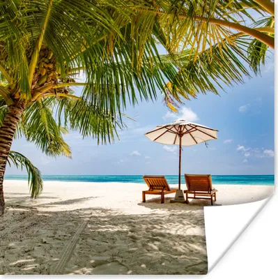 Produktbild von MuchoWow® Poster Strand - Strandkorb - Sonnenschirm 75x75 cm - Wand Dekoration