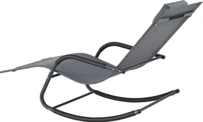 Produktbild von In And OutdoorMatch Liegestuhl Celestino - Schaukelstuhl - 147 x 63 x 89 cm - Dunkelgrau - 2er-Set - Stahl und Stoff