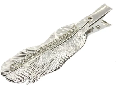 Produktbild von Metal Haarklammer Feder Strass in der Farbe Silber