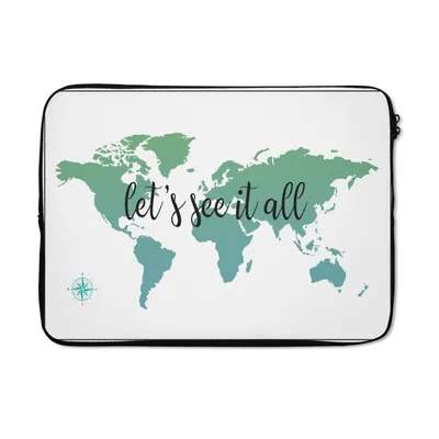 Produktbild von MuchoWow® Laptop Hülle 14 ZollWeltkarte - Grün - Zitat - Kinder - Jungen - Mädchen Laptoptasche - Laptoptasche - Stoßsicher - Schutzhaube
