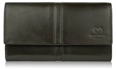 Produktbild von Damen Leder Brieftasche groß dunkelgrün in horizontaler Ausrichtung elegant Paolo Peruzzi AL-06-GB