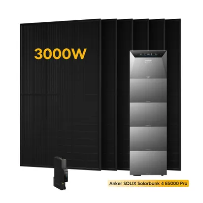 Produktbild von Powerness® Balkonkraftwerk , Anker SOLIX Solarbank 4 E5000 Pro Speicher mit 4x BP5000 Erweiterungsakku,3000W Module & Smart Meter 0% VAT