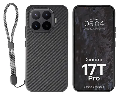 Produktbild von Hülle mit Handgelenkband für Xiaomi 17T Pro, Bizon Case CarbO, Schwarz