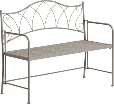 Produktbild von Dehner Klappbank Luca, nostalgische Gartenbank, 2-Sitzer, ca. 115 x 95.5 x 52 cm, Metall pulverbeschichtet, taupe