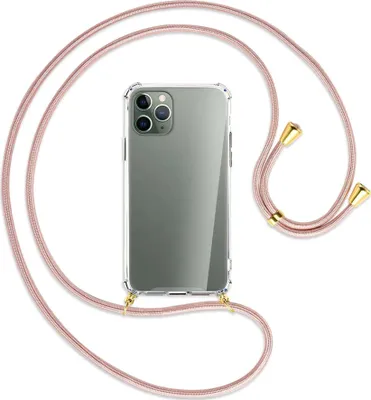 Produktbild von Handykette Backcover-Schutzhülle mit Band (Metall goldfarben) für Apple iPhone 11 Pro - neongelb