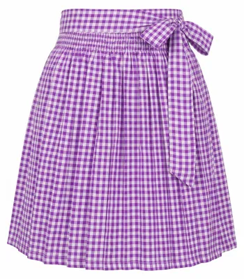 Produktbild von Dirndlschürze Trachtenschürze Mini Dirndl Dirndel Lila Kariert, Größe:46