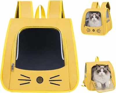 Immagine prodotto di Zaino pieghevole per trasportare animali domestici, con finestra a rete, adatto a piccoli animali, traspirante, colore giallo
