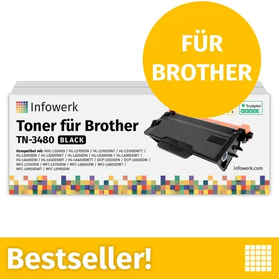 Image de NOUVEAU : Infowerk Toner pour Brother TN3480, compatible avec Brother DCP 5500, HL-L 5000, MFC-L 5700, etc., 1 pièce