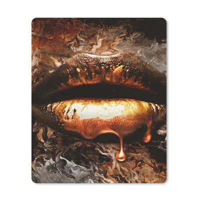 Produktbild von MuchoWow® Mauspad Mousepad Gold - Lippen - Kunst - Gold - Luxus - Abstrakt 30x40 cm - Mousepads - Maus Mat - Pad - Mausunterlage - Mausmatten