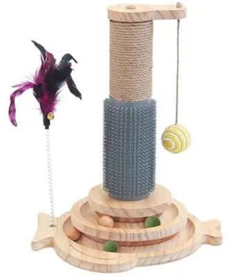 Produktbild von Interaktives Katzenspielzentrum mit Drehkreis und Krabbenstange - Rundformdesign