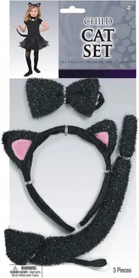 Produktbild von Katze/Katzenkostüm-Set - für Kinder - schwarz - 3 Teile