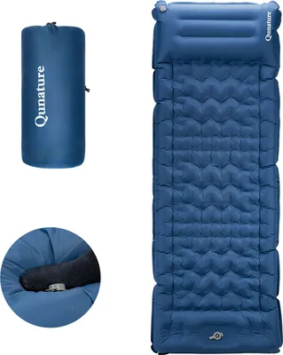 Image de Qunature Matelas de camping gonflable Matelas de camping pliable Matelas de couchage épaisseur 12cm, 197*71cm, bleu