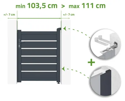 Produktbild von Verstellbare Torbreite 1m VOGEL H.120cm grau Aluminium